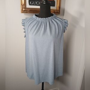 Ces Femme Dusty Blue Cap Sleeve Blouse